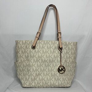 Michael Kors Jet Set Vanilla Monogram Tote in Coated Canvas